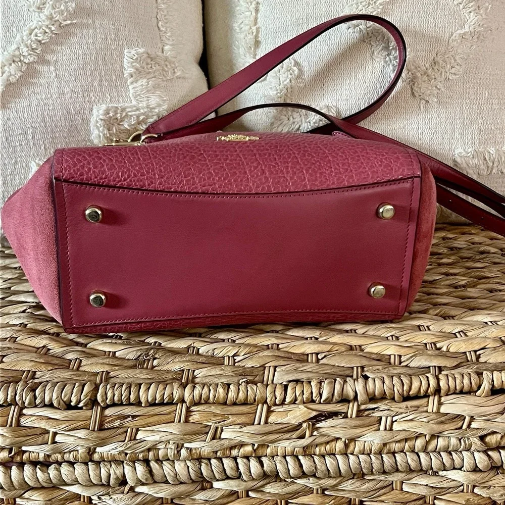 Pink Gold Coach Faye Carryall Dusty Rose Leather Shoulder Bag Crossbody Turnlock